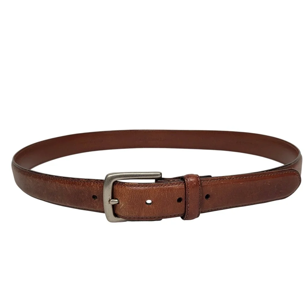 Vtg Polo Ralph Lauren Leather Belt Mens 40 Brown Silver Buckle 405191717 Classic